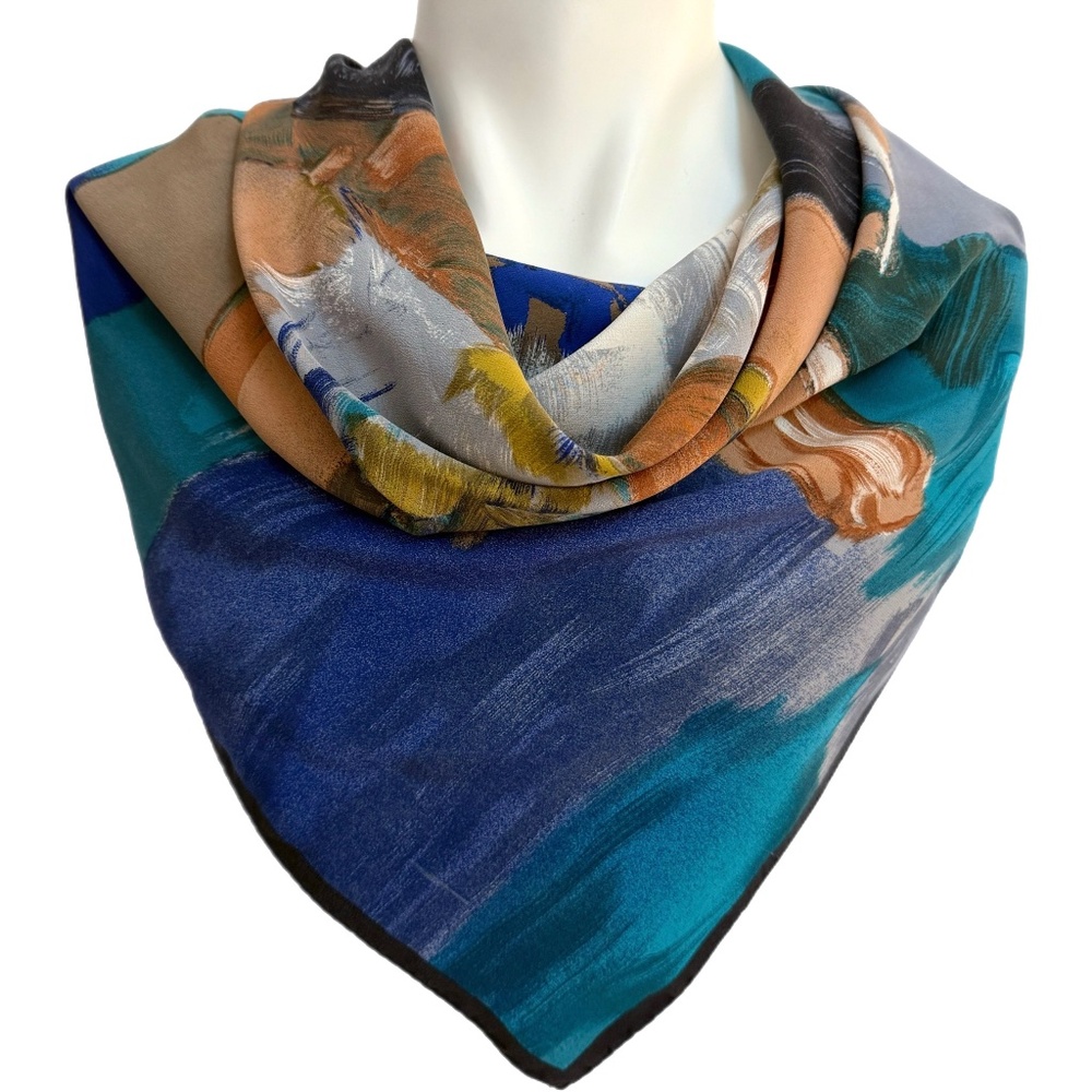 Pinto  Silk Scarf 🇮🇹 – “Ballerina in Blue” Art Print – Made in Italy
